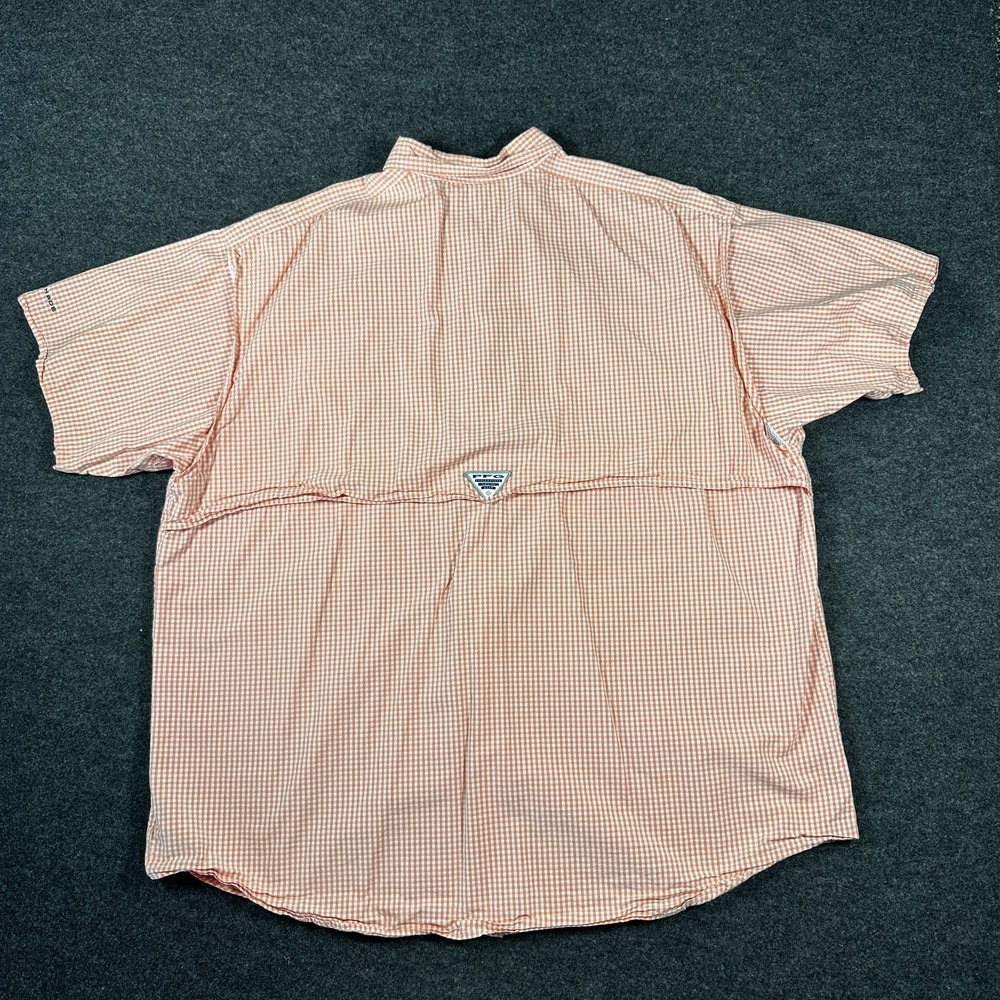 Columbia Bonehead Orange White Check 2XL Short Sleeve Button-Up Fishing Shirt - Picture 3 of 8